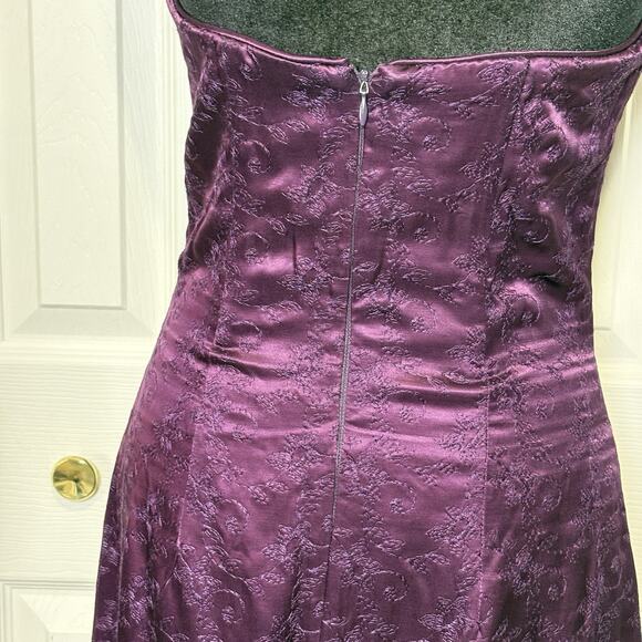 Vtg Maxi Dress Jessica McClintock Size 8 Purple Embroidered Strapless Gown Prom - Picture 4 of 9